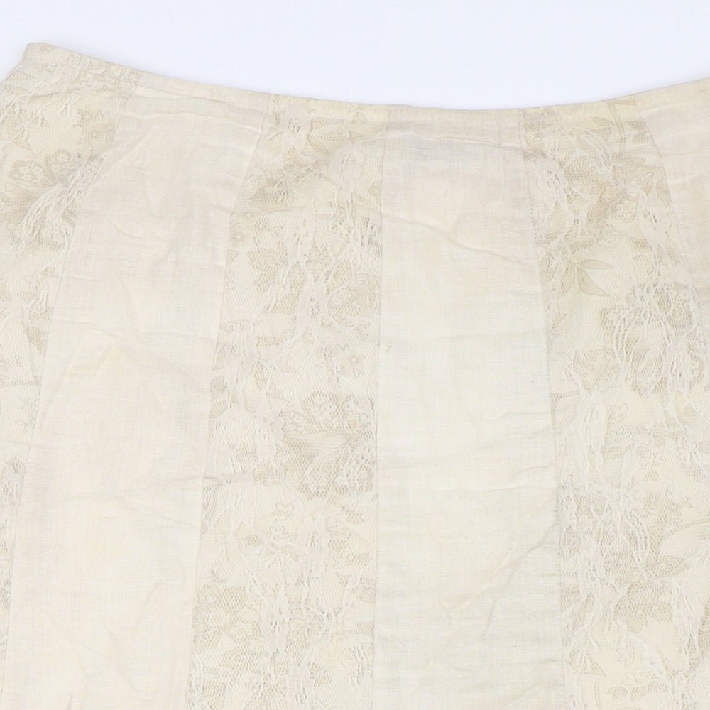 Per Una Womens Beige Linen A-Line Skirt Size 10 Zip