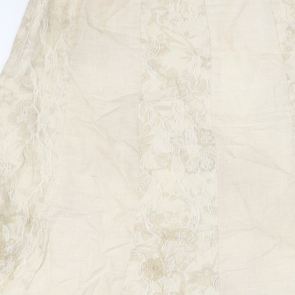 Per Una Womens Beige Linen A-Line Skirt Size 10 Zip
