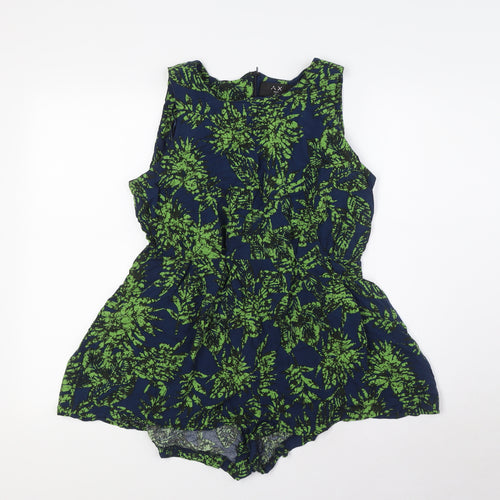 AX Womens Blue Cotton Playsuit One-Piece Size 14 Zip