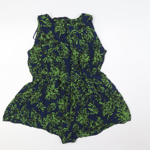 AX Womens Blue Cotton Playsuit One-Piece Size 14 Zip