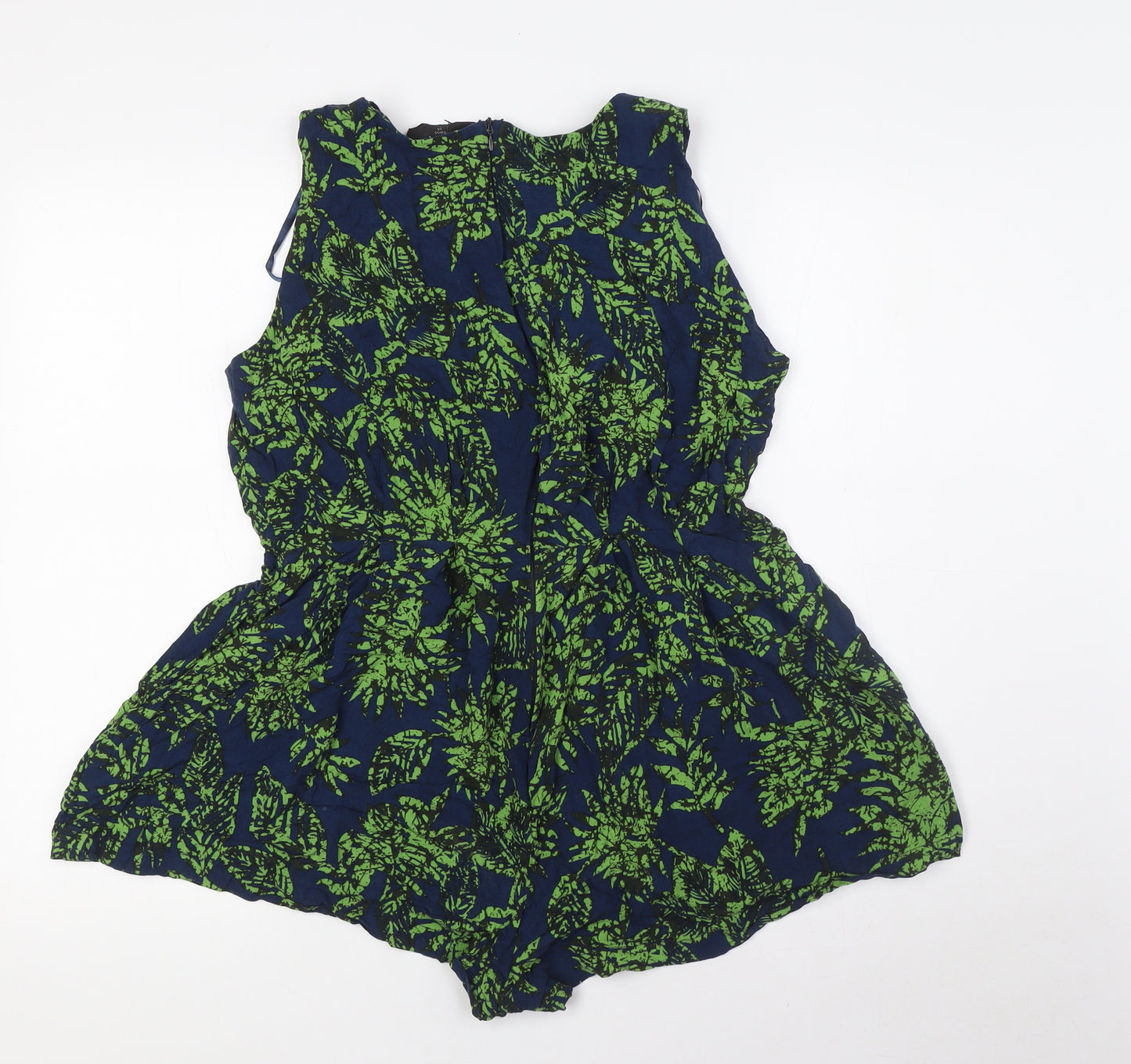 AX Womens Blue Cotton Playsuit One-Piece Size 14 Zip
