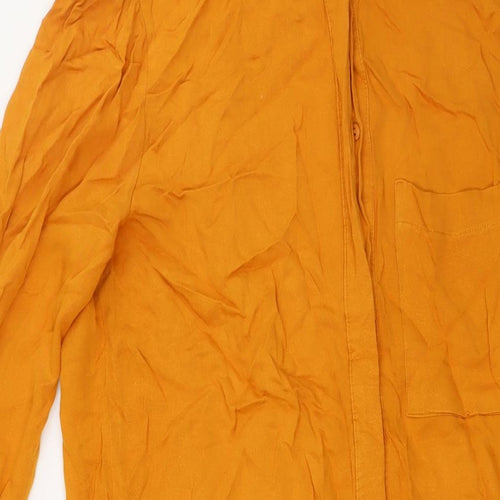 ASOS Womens Gold Viscose Shirt Dress Size 8 Collared Button - Pockets