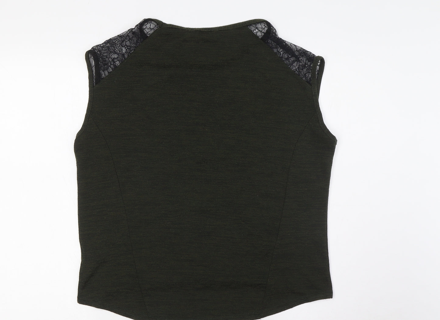 Miss Selfridge Womens Gold Polyester Basic Blouse Size 10 Boat Neck - Lace