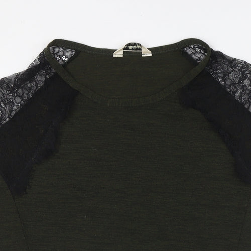 Miss Selfridge Womens Gold Polyester Basic Blouse Size 10 Boat Neck - Lace
