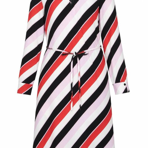 Marks and Spencer Womens Multicoloured Striped Polyester Shirt Dress Size 6 V-Neck - Belted