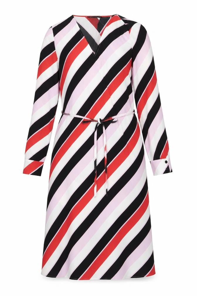 Marks and Spencer Womens Multicoloured Striped Polyester Shirt Dress Size 6 V-Neck - Belted