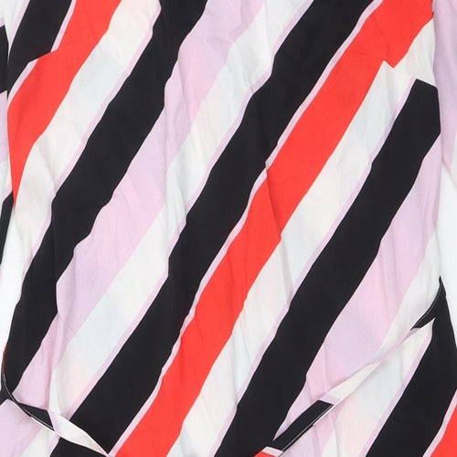 Marks and Spencer Womens Multicoloured Striped Polyester Shirt Dress Size 6 V-Neck - Belted