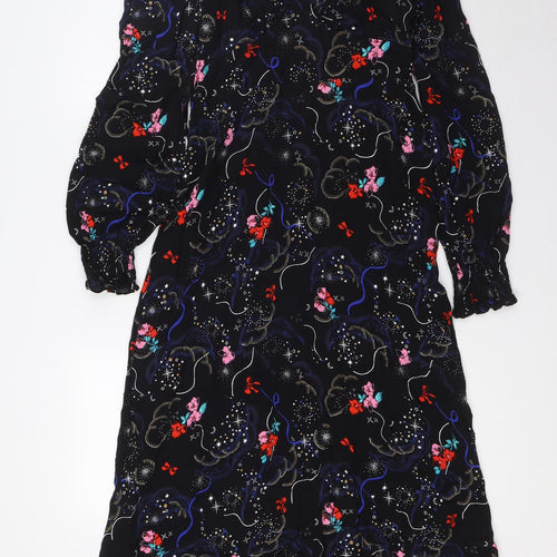 Marks and Spencer Womens Multicoloured Floral Viscose A-Line Size 6 Sweetheart Zip