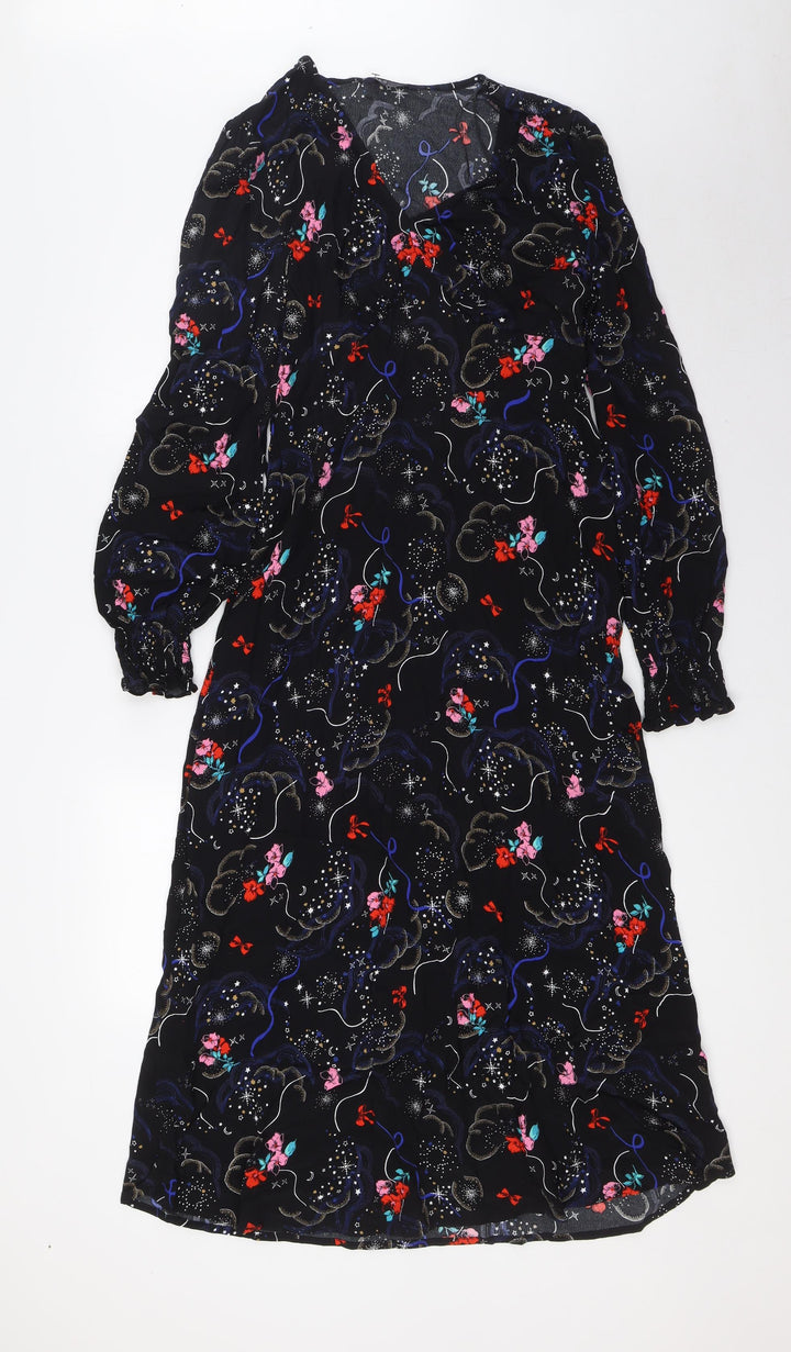 Marks and Spencer Womens Multicoloured Floral Viscose A-Line Size 6 Sweetheart Zip