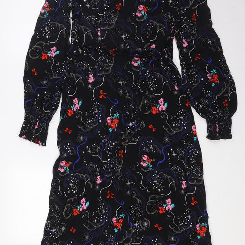 Marks and Spencer Womens Multicoloured Floral Viscose A-Line Size 6 Sweetheart Zip