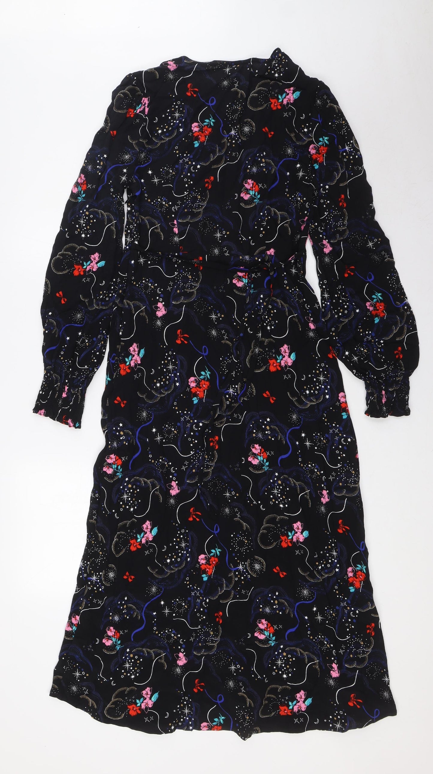 Marks and Spencer Womens Multicoloured Floral Viscose A-Line Size 6 Sweetheart Zip