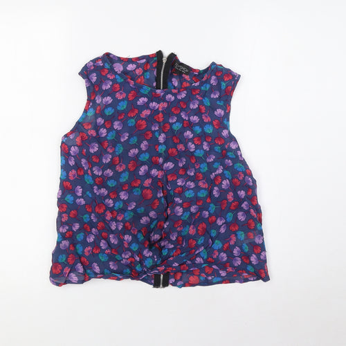 TOPS Womens Multicoloured Floral Viscose Basic Blouse Size 14 Round Neck - Shear