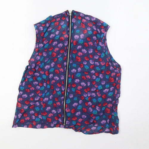 TOPS Womens Multicoloured Floral Viscose Basic Blouse Size 14 Round Neck - Shear