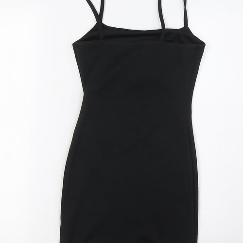 PRETTYLITTLETHING Womens Black Polyester Pencil Dress Size 4 Square Neck