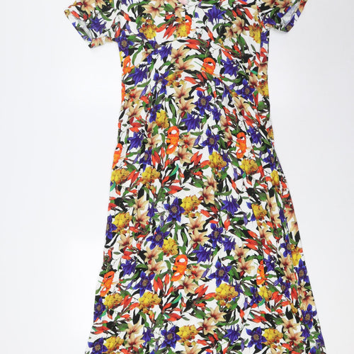 Privacy Womens Multicoloured Floral Viscose A-Line Size 14 V-Neck