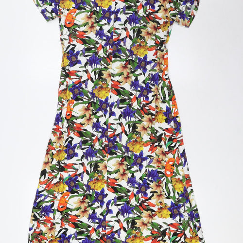 Privacy Womens Multicoloured Floral Viscose A-Line Size 14 V-Neck