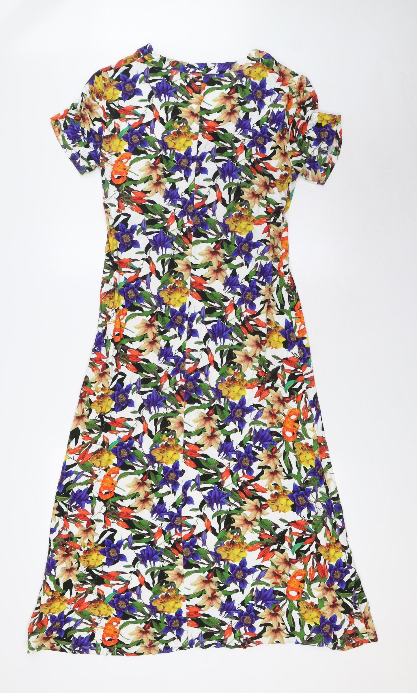 Privacy Womens Multicoloured Floral Viscose A-Line Size 14 V-Neck