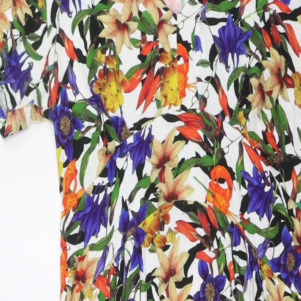Privacy Womens Multicoloured Floral Viscose A-Line Size 14 V-Neck