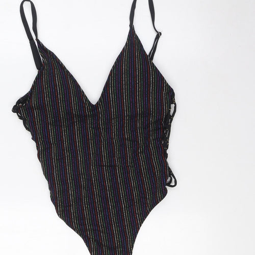 VALERIA Womens Multicoloured Striped Nylon One Piece Size L