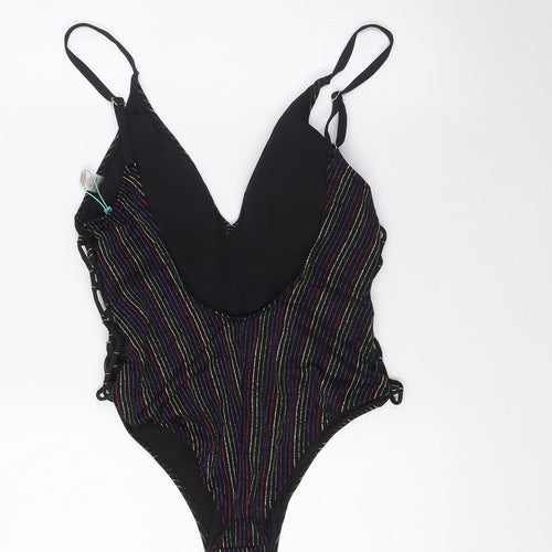 VALERIA Womens Multicoloured Striped Nylon One Piece Size L