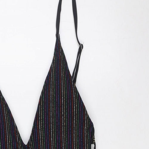 VALERIA Womens Multicoloured Striped Nylon One Piece Size L