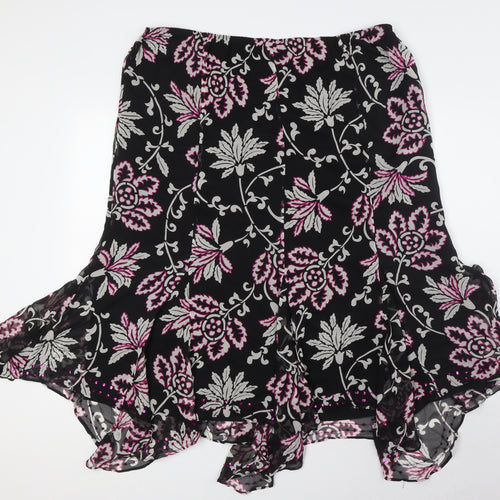 CC Womens Black Silk A-Line Skirt Size 20 - Sequins