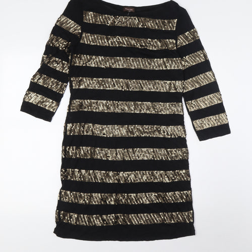Phase Eight Womens Black Viscose Mini Size 12 Round Neck - Sequins