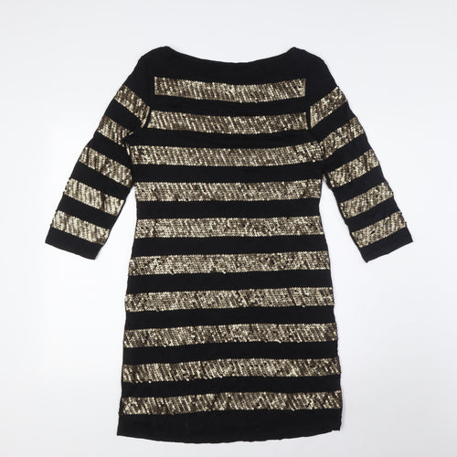 Phase Eight Womens Black Viscose Mini Size 12 Round Neck - Sequins