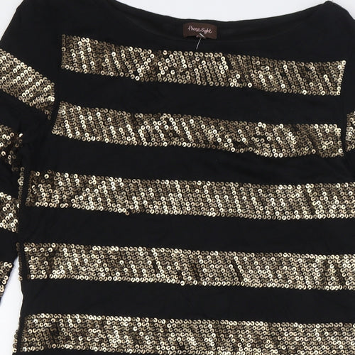 Phase Eight Womens Black Viscose Mini Size 12 Round Neck - Sequins