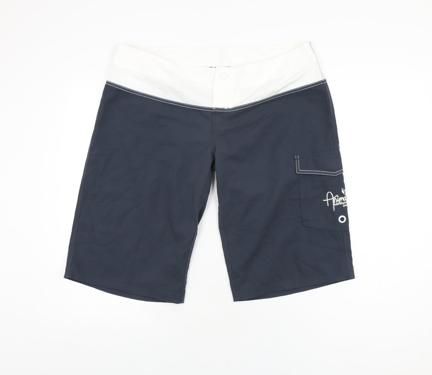 Animal Boys Black Polyester Bermuda Shorts Size 14 Years Regular Snap