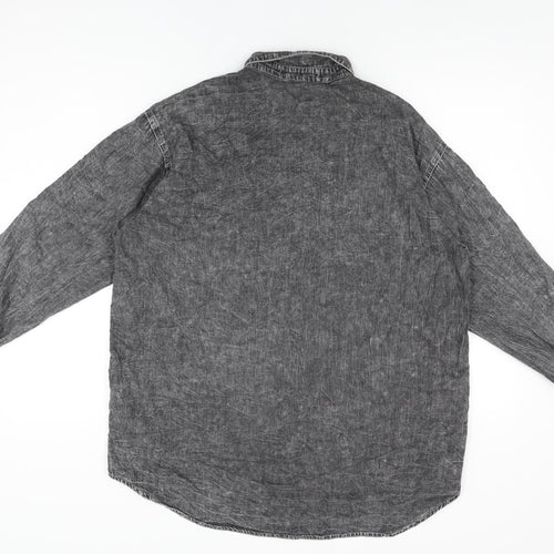 The Rockn Rev Womens Grey Cotton Basic Button-Up Size S Collared - Size S/M