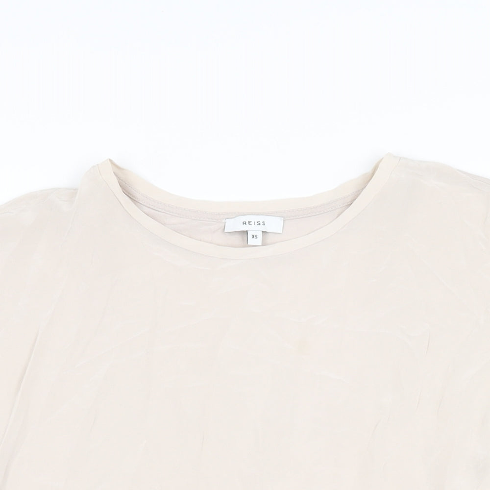 Reiss Womens Pink Silk Basic T-Shirt Size XS Round Neck