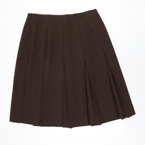 Damart Womens Brown Polyester Swing Skirt Size 18 Zip