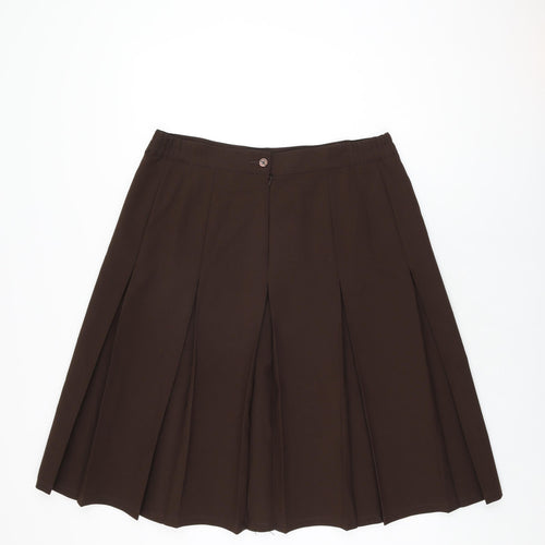 Damart Womens Brown Polyester Swing Skirt Size 18 Zip
