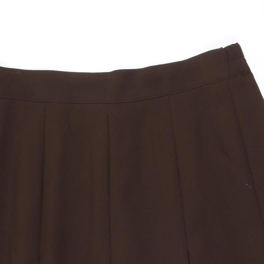 Damart Womens Brown Polyester Swing Skirt Size 18 Zip