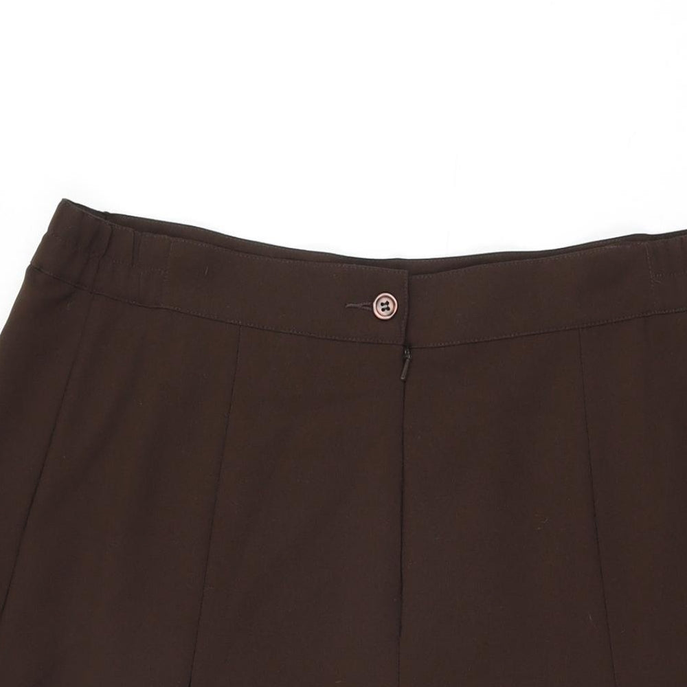 Damart Womens Brown Polyester Swing Skirt Size 18 Zip