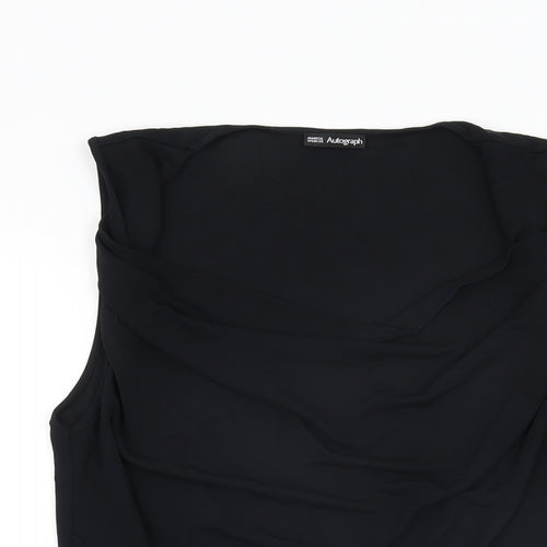Autograph Womens Black Viscose Basic T-Shirt Size 14 Cowl Neck