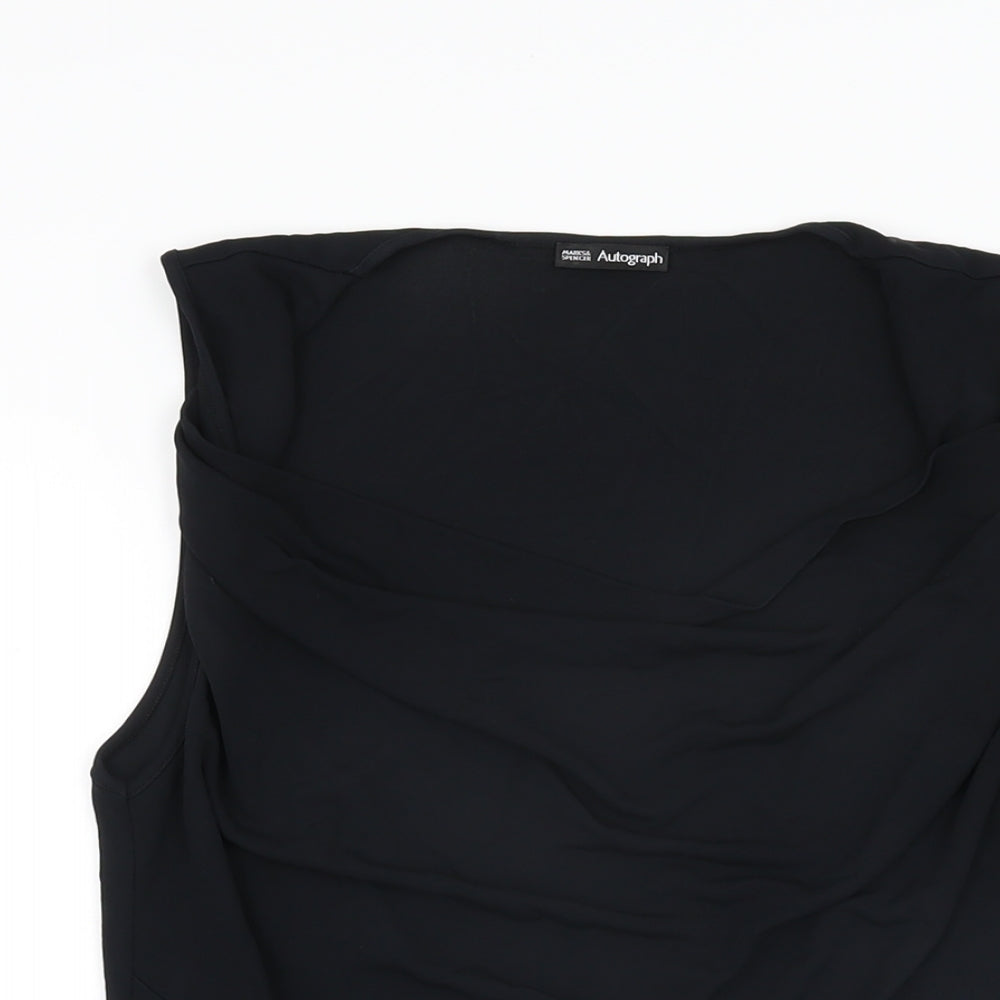 Autograph Womens Black Viscose Basic T-Shirt Size 14 Cowl Neck