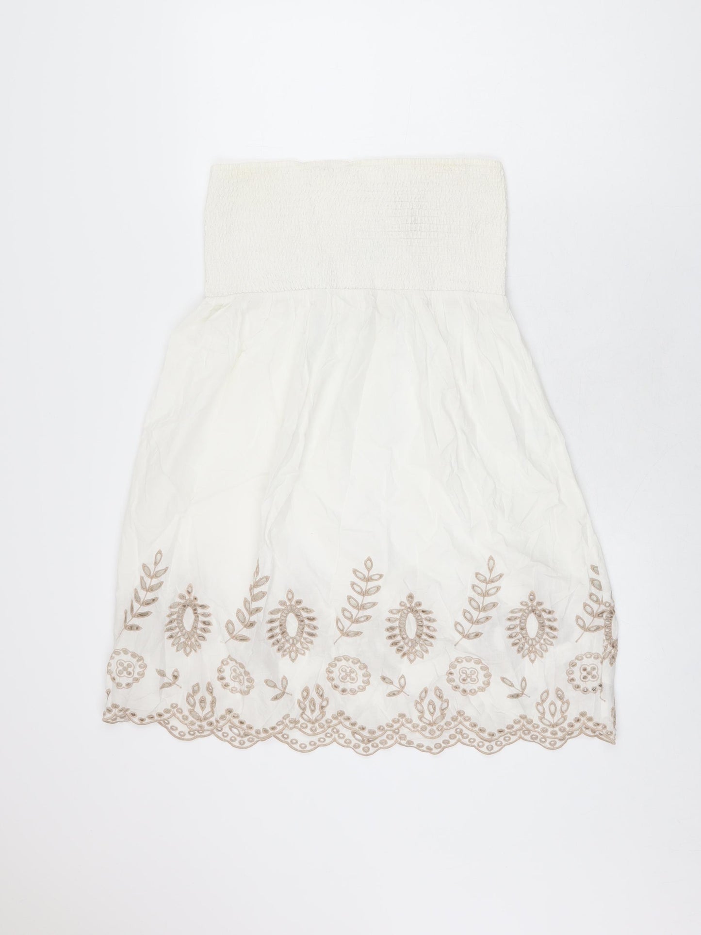 NEXT Womens White Floral Cotton Shift Size 10 Off the Shoulder Pullover