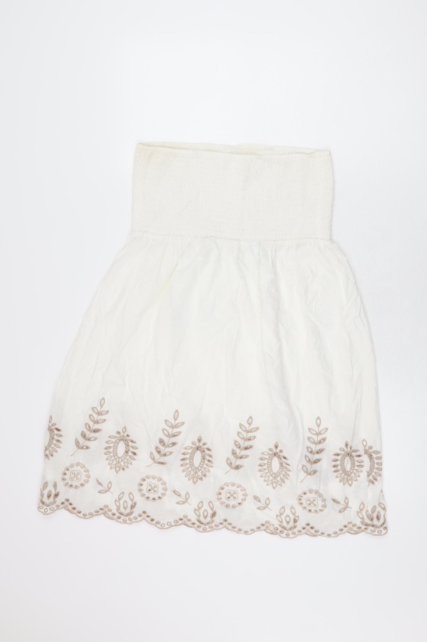 NEXT Womens White Floral Cotton Shift Size 10 Off the Shoulder Pullover