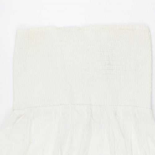 NEXT Womens White Floral Cotton Shift Size 10 Off the Shoulder Pullover