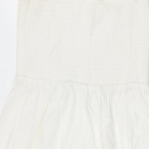 NEXT Womens White Floral Cotton Shift Size 10 Off the Shoulder Pullover