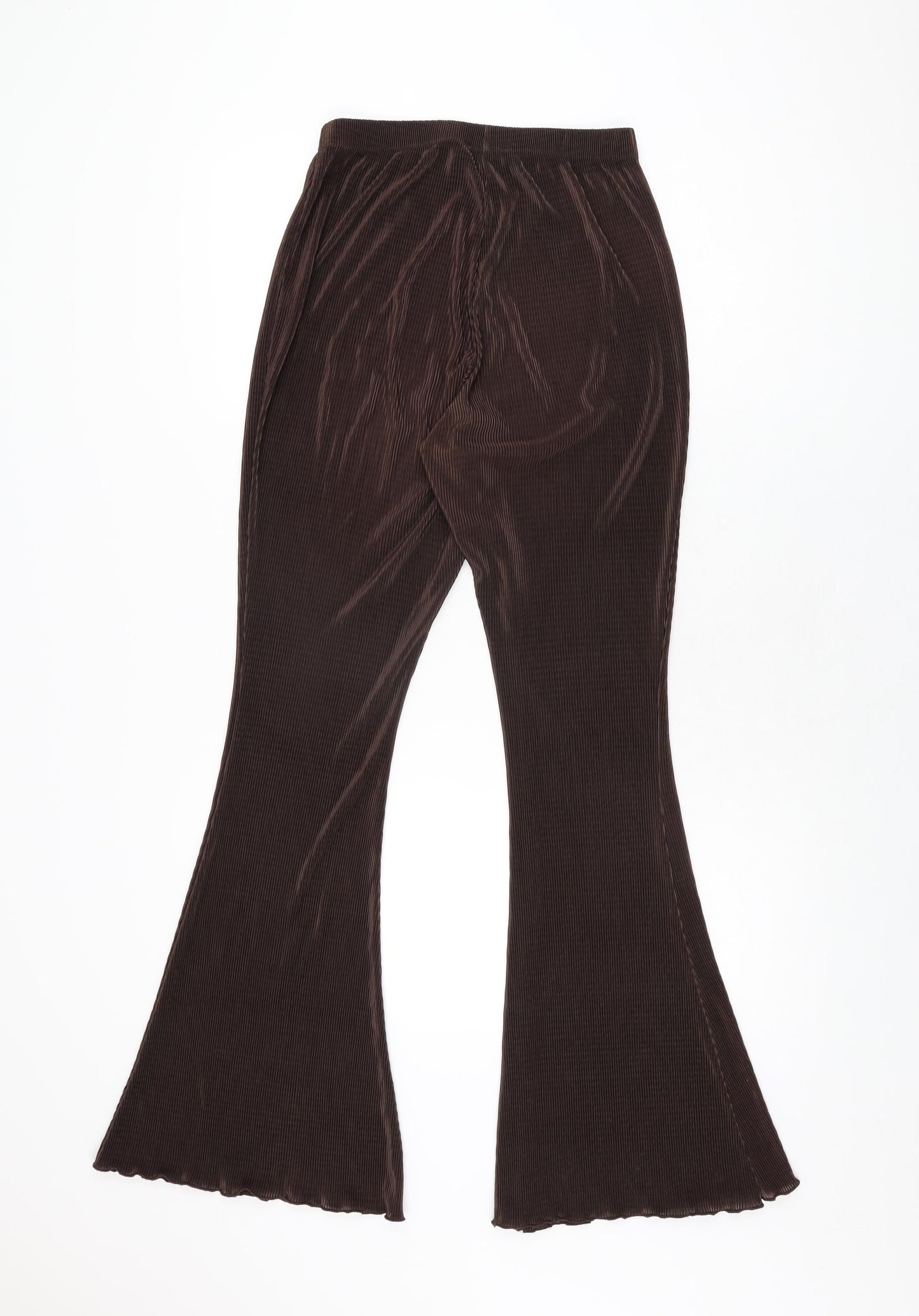 Topshop Womens Brown Polyester Trousers Size 12 L31.5 in Regular