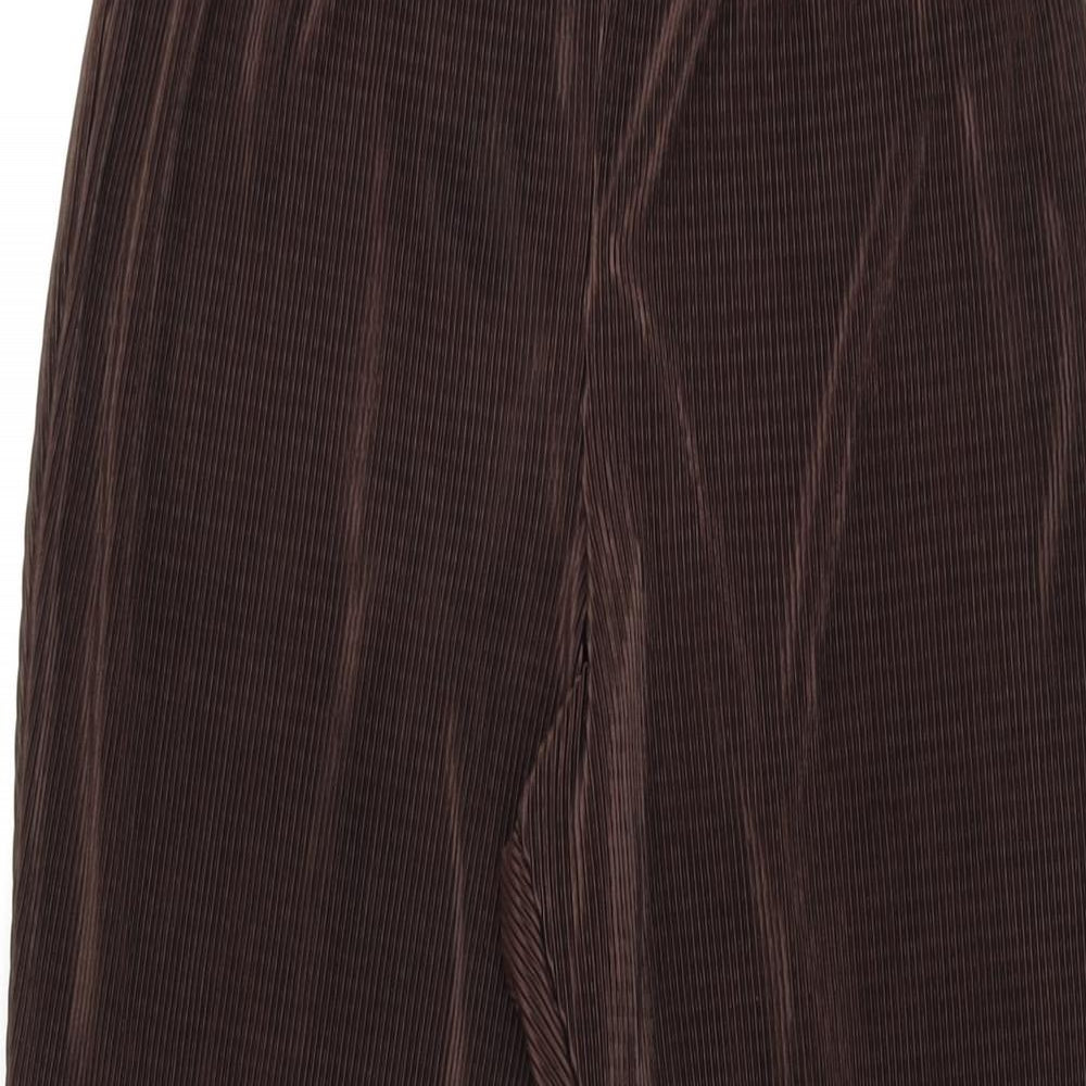 Topshop Womens Brown Polyester Trousers Size 12 L31.5 in Regular