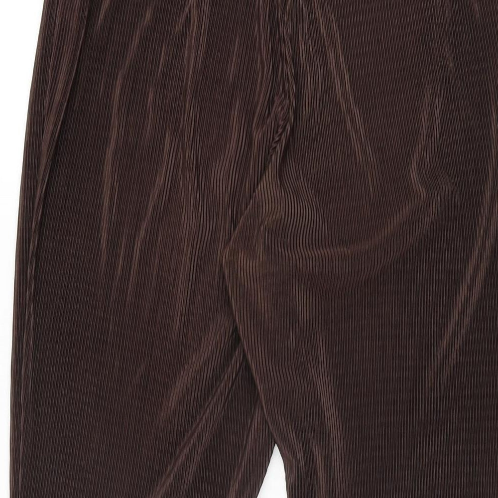 Topshop Womens Brown Polyester Trousers Size 12 L31.5 in Regular