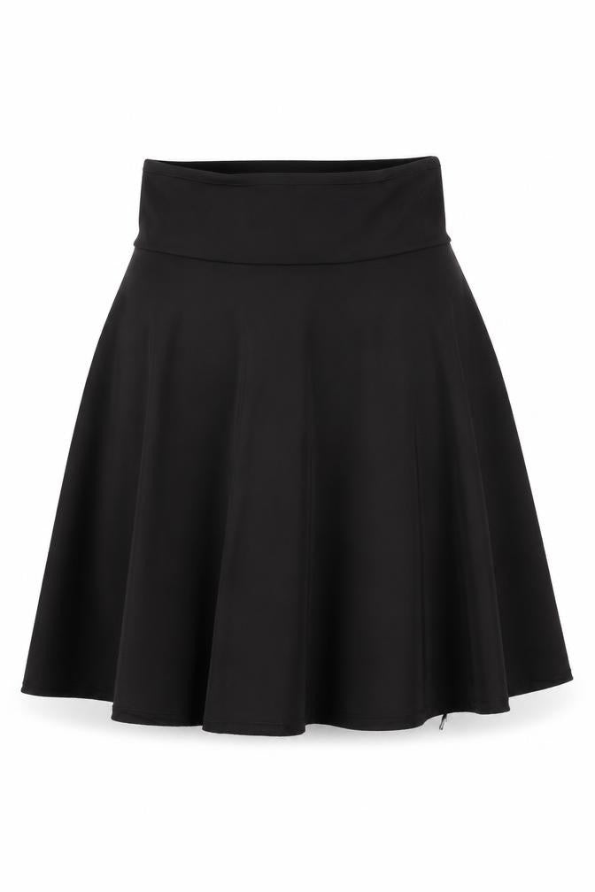 Front view of Seylos women’s black polyester skater skirt, size XL, zip