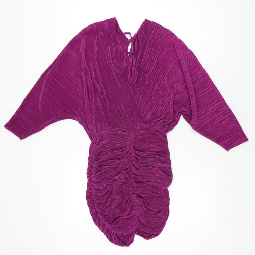 Zara Womens Purple Polyester Mini Size S V-Neck Tie