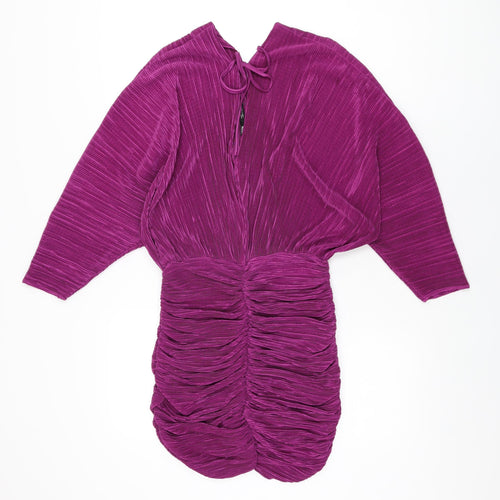 Zara Womens Purple Polyester Mini Size S V-Neck Tie