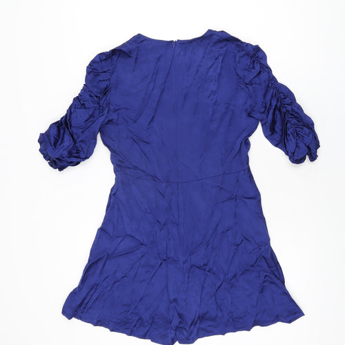 Zara Womens Blue Viscose Playsuit One-Piece Size S L3 in Zip