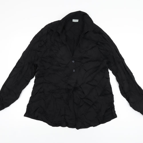 Oliver Bonas Womens Black Viscose Basic Blouse Size 6 Collared